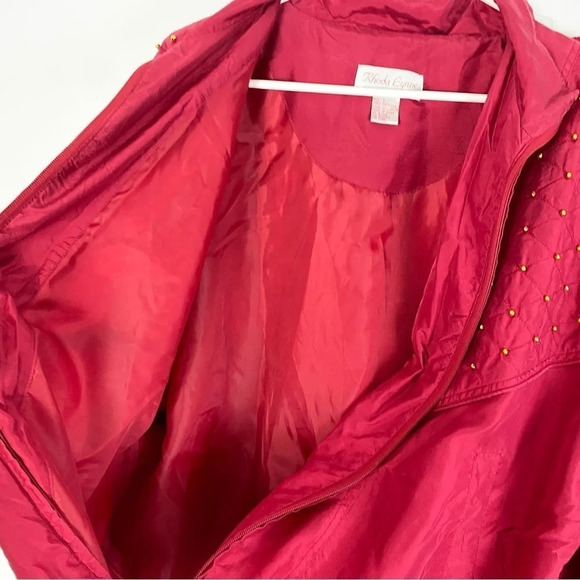 Vintage 80s 90s Silk Windbreaker Sweat Suit Jacket Pants Large Red Quilted - Picture 6 of 16